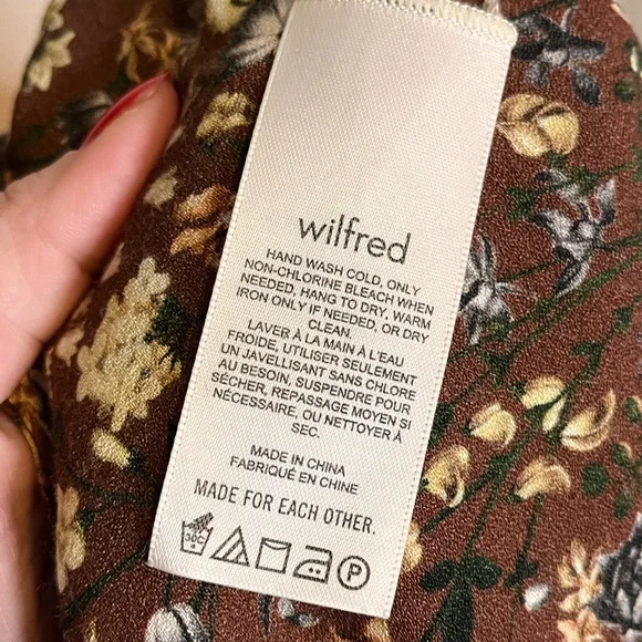 ARITZIA Wilfred Bellow Midi Dress Brown Floral Smocked Back Milkmaid Size 2 - Picture 7 of 8